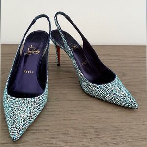 Christian Louboutin Blue Slingback Heels